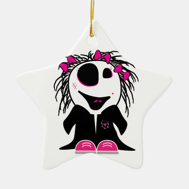 niedlicher kleiner Zombie-Girl Keramik Ornament (Vorne)