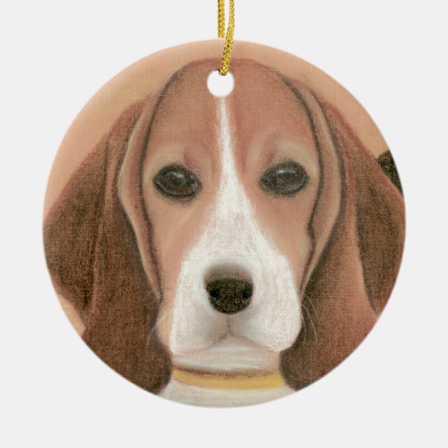 Niedlicher kluger Hund. Pastel Keramik Ornament (Vorne)