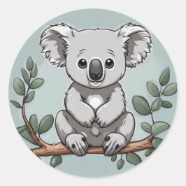 Niedlicher Koala-Bär auf aquamarin Runder Aufkleber