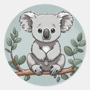 Niedlicher Koala-Bär auf aquamarin Runder Aufkleber