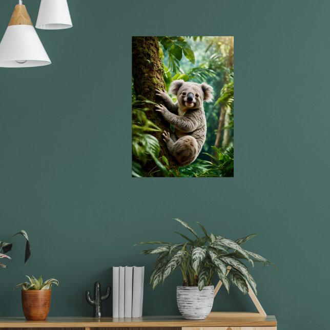 Niedlicher Koala-Bär auf einem Baum Poster (Wohnzimmer 1)