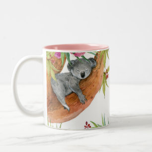 Niedlicher Koala-Bär auf Eukalyptus-Baum Zweifarbige Tasse