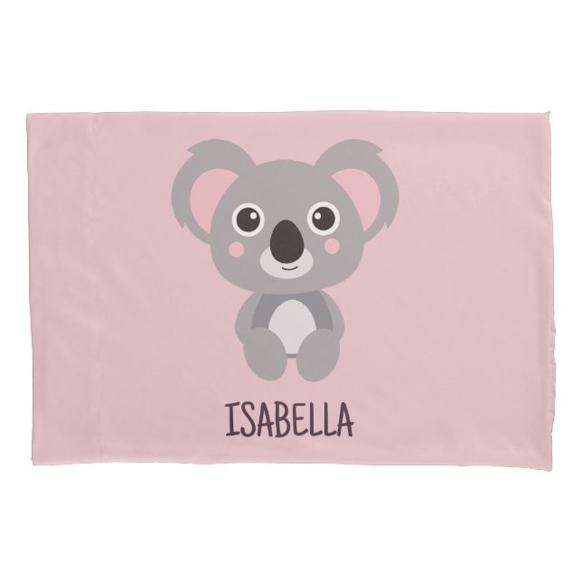 Niedlicher Koala Bär Kinder Rosa Individuelle Name Kissenbezug (Vorderseite)