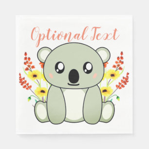 Niedlicher Koala-Bär mit Blume Serviette