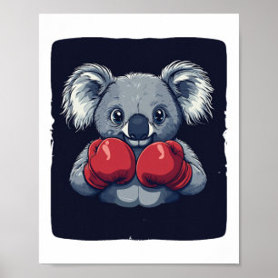 Niedlicher Koala-Bär mit ernsthaften Boxfähigkeite Poster