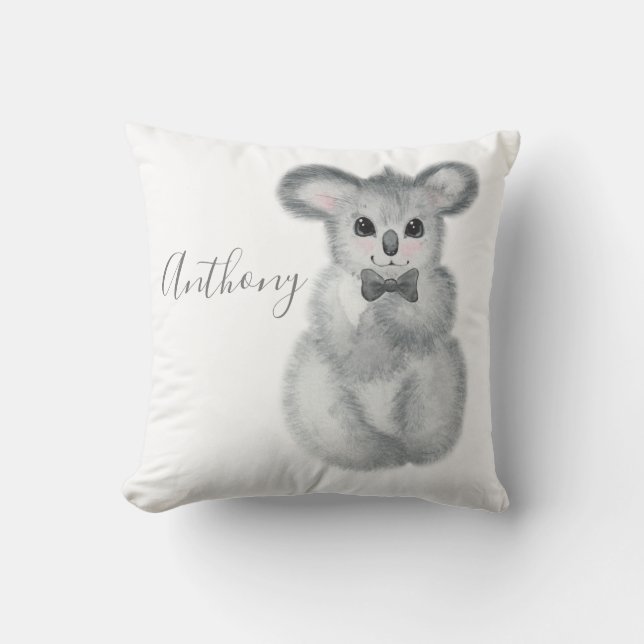 Niedlicher Koala-Bär Name Floral Modern Simple Thr Kissen (Vorderseite)