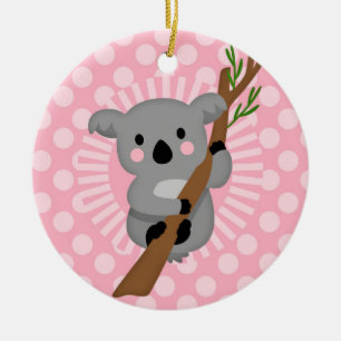 Niedlicher Koala Bär - Rosa Graue Girl Keramik Ornament