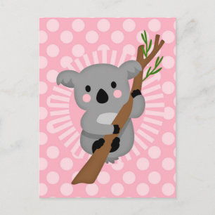 Niedlicher Koala Bär - Rosa Graue Girl Postkarte
