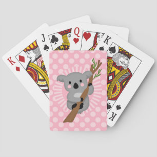 Niedlicher Koala Bär - Rosa Graue Girl Spielkarten