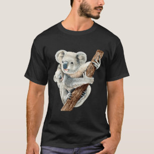 Niedlicher Koala-Bär und Baby-Aquarell T-Shirt