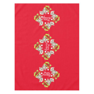 Niedlicher Koala Bär und Geschenke rote Tischdecke