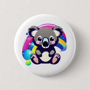 Niedlicher Koala-Bär und Regenbogen Button