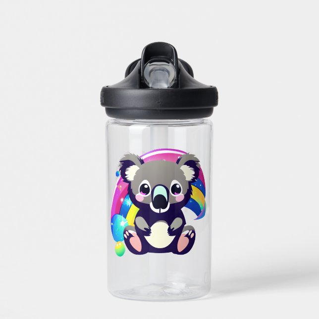 Niedlicher Koala-Bär und Regenbogen-Personalisiert Trinkflasche (Vorne)
