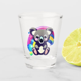 Niedlicher Koala-Bär und Regenbogen Schnapsglas