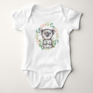 Niedlicher Koala Bären Leaf Wreath Baby Bodysuit Baby Strampler