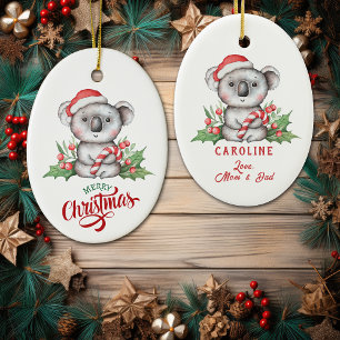 Niedlicher Koala Bear Candy Cane Kids Keramik Ornament