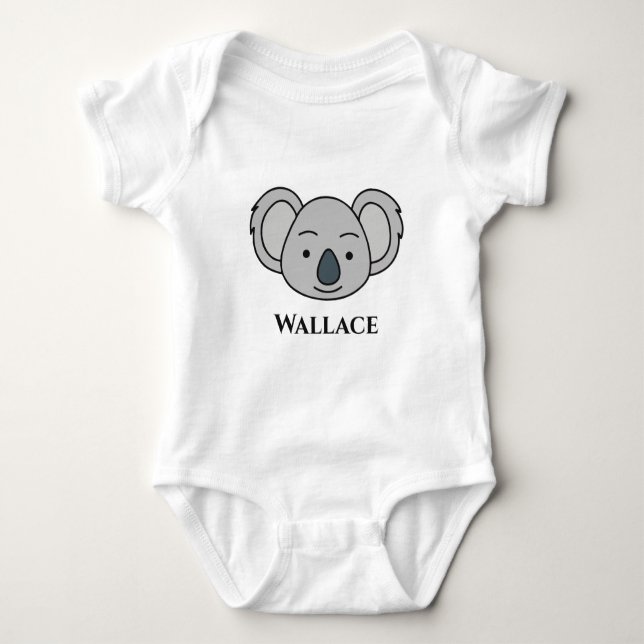 Niedlicher Koala Einzigartiger Junge Personalisier Baby Strampler (Vorderseite)