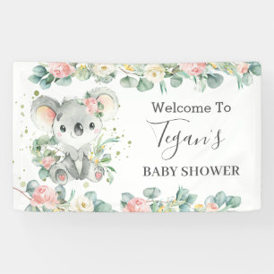 Niedlicher Koala Eucalyptus Floral Begrüßungsgrund Banner