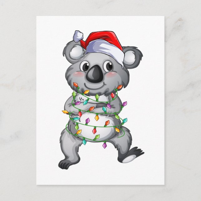 Niedlicher Koala im Weihnachtslicht Postkarte (Vorderseite)