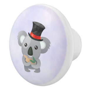 Niedlicher Koala in einem schwarzen Top Hat Keramikknauf