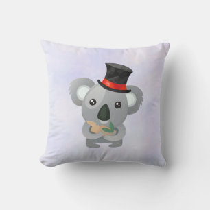 Niedlicher Koala in einem schwarzen Top Hat Kissen