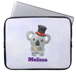 Niedlicher Koala in einem schwarzen Top Hat Laptopschutzhülle