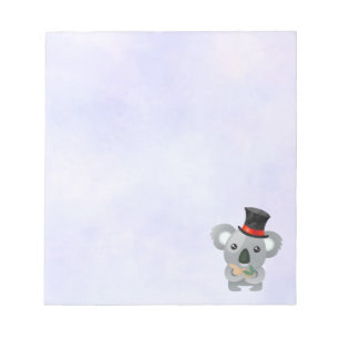 Niedlicher Koala in einem schwarzen Top Hat Notizblock