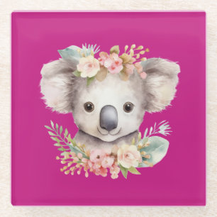 Niedlicher Koala in Heißrosa Glasuntersetzer