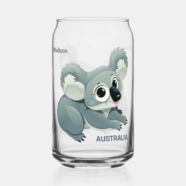 Niedlicher Koala individuelle Name & Text Dosenglas (Vorderseite)