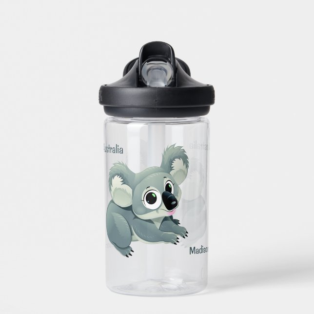 Niedlicher Koala individuelle Name Trinkflasche (Vorne)