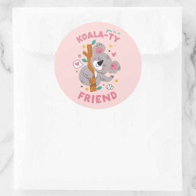 Niedlicher Koala Kid's Classroom Valentinstag Runder Aufkleber (Tasche)