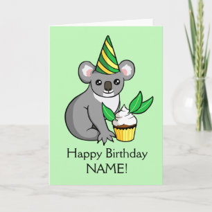 Niedlicher Koala mit dem Kuchen, der alles- Gute Karte