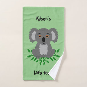 Niedlicher Koala mit Eukalyptus-Kids Badetuch Handtuch