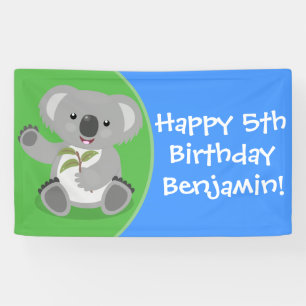 Niedlicher Koala personalisierter Cartoon Geburtst Banner