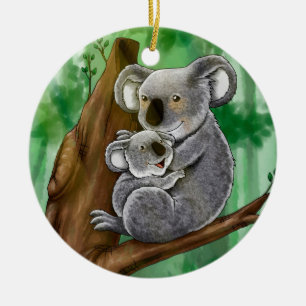 Niedlicher Koala und Baby Keramikornament