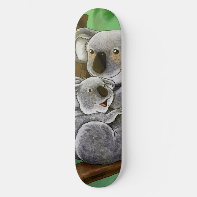 Niedlicher Koala und Baby Skateboard (Vorderseite)