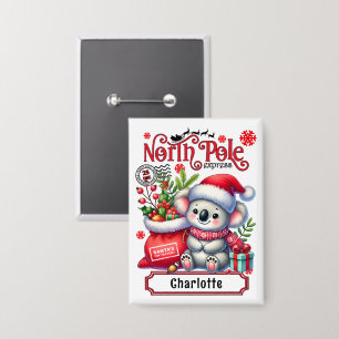 Niedlicher Koala Weihnachten Personalisierter Name Button