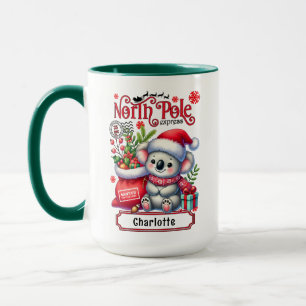 Niedlicher Koala Weihnachten Personalisierter Name Tasse