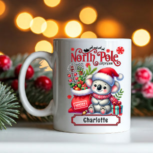 Niedlicher Koala Weihnachten Personalisierter Name Tasse