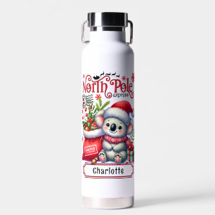 Niedlicher Koala Weihnachten Personalisierter Name Trinkflasche