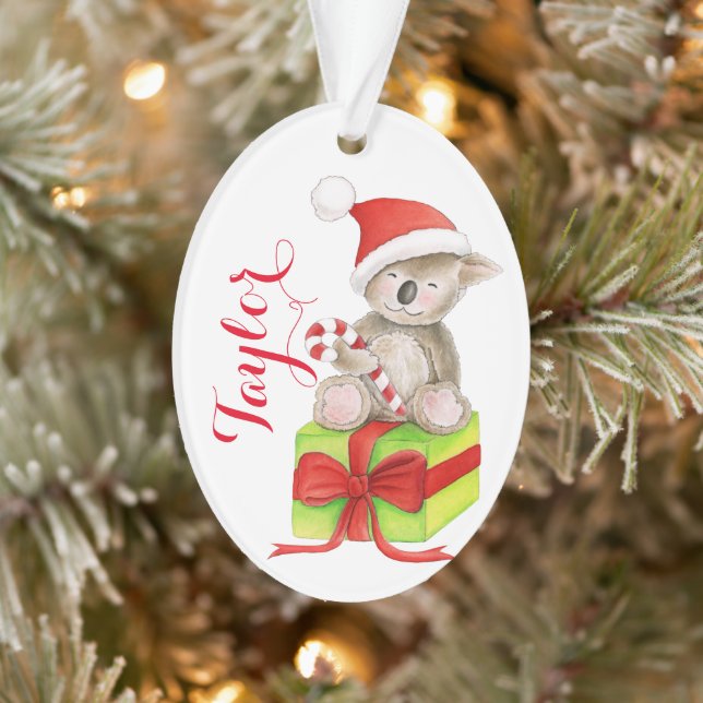 Niedlicher Koalär personalisierter Geschenktag Wei Ornament (Baum)