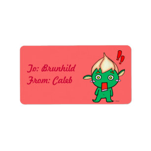 Niedlicher Kobold mit einer Blume auf seinem Kopf Adressaufkleber