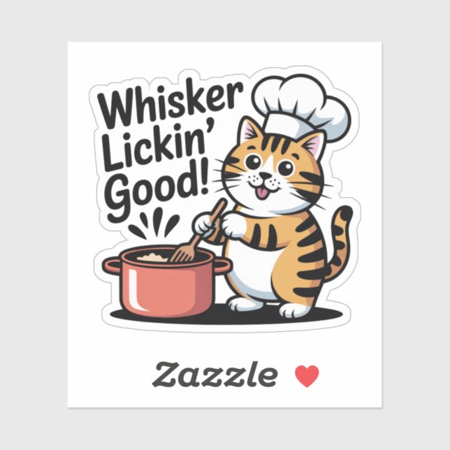Niedlicher Koch Cat Cooking Feinschmecker Decal Vi Aufkleber (Blatt)