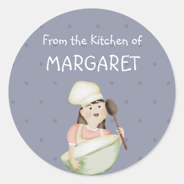 niedlicher Koch, der Bowlingbäckerei mit... Runder Aufkleber (Vorderseite)