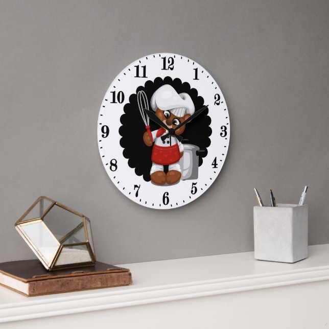 Niedlicher Koch Große Wanduhr (Büro)