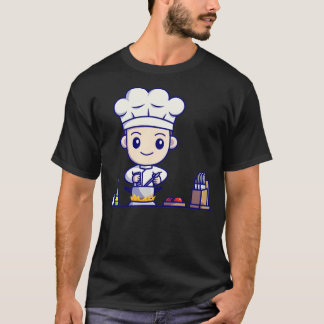 Niedlicher Koch Kochen in Küche Cartoon T-Shirt
