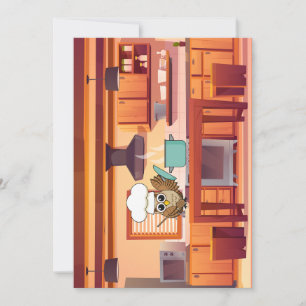 Niedlicher Koch Kuchen Kochen in Küche Feiertagskarte