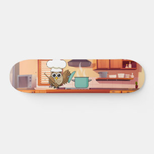Niedlicher Koch Kuchen Kochen in Küche Skateboard