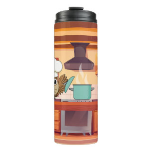 Niedlicher Koch Kuchen Kochen in Küche Thermosbecher