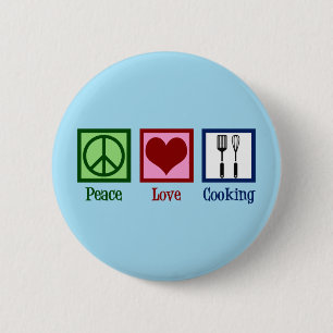 Niedlicher Koch Peace Liebe Kochen Utensitäten Button